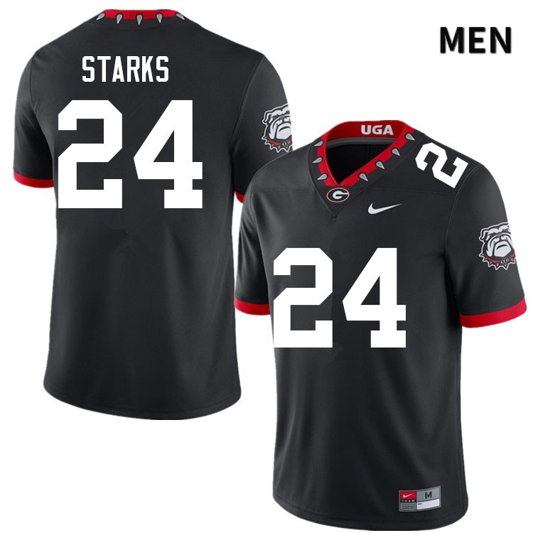 Georgia Bulldogs Men's Malaki Starks #24 Black Mascot 100th Anniversary Stitched College UGA Football Jersey 23CI016IB